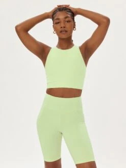 Girlfriend Collective Dylan Crop Bra - Green Tea