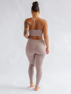 Girlfriend Collective Float High Rise Leggings - Heather Cocoon -Clothing Shop Heather Cocoon Seamless Legging Back