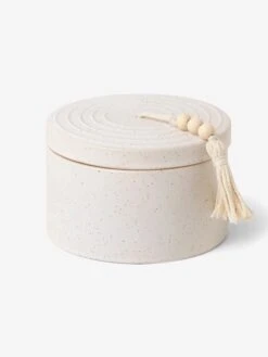 Paddywax Cypress & Fir Ceramic Candle With Lid - White Speckled