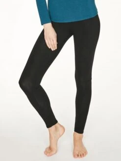 Thought Essential Bamboo & Organic Cotton Thick Leggings - Black -Clothing Shop WWB4064 BLACK Heavy Bamboo Leggings in Black 2