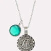 Goddess Of Protection Pendant Necklace With Green Onyx Power Stone - Silver